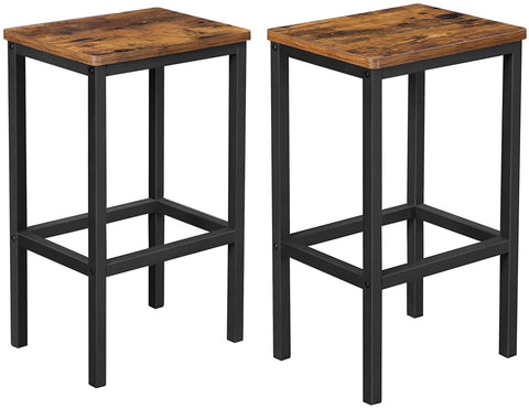 Bar Set Stools of 2 Bar Chairs, Rustic Brown V178-11376