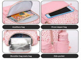 Pink Leopard Print Water-Resistant Backpack, Lightweight with Large Capacity, Laptop Compartment V1232-SJB-SJT-001