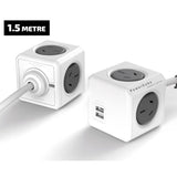 Allocacoc PowerCube Extended USB Powerboard 4-Outlets 2 USB Ports Grey-White 1.5m V28-ELEAUS5400AUEUPC