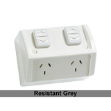 Clipsal GPO Switched Outlet Weatherproof Surface Mount Standard 2 Gang 10A 250V IP54 Horizontal V1202-V1-CLIWSC227-2RG