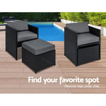 Gardeon Outdoor Dining Set 13 Piece Wicker Table Chairs Setting Black FF-DINING-13-BK-ABCDE