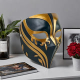 Resin Night Jasmine Full Face Mask, Black & Gold Relief Dark Style, Halloween Christmas Masquerade V1232-YLXMJ-001