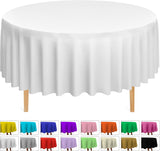 48 Round Tablecloths -BPA- Free Plastic, 84 inch, Dining Table Cover, White V1258-DP02-F-778