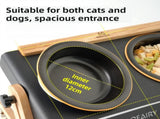 White Elevated Adjustable Double Ceramic Bowls Pet Diner - Ergonomic 270&deg Tilt Controlled V888-ELOSUNG45816