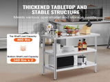 Stainless Steel Food Prep Table, 18 x 36 x 34 Inch Commercial Kitchen Worktable, with 2 Adjustable V952-CFBXGGZTSCGZKRMMXV0