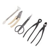 5Pcs Bonsai Tool Set Kit Carbon Steel Bonsai Scissors Rake Branch Cutter Pruning Shears Pliers V1294-YM0512-3111220300311