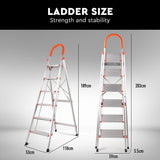 6 Step Ladder Folding Aluminium Portable Multi Purpose Household Tool Non Slip V465-82033