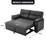 Sarantino Faux Leather Sofa Bed Couch Lounge - Black SOFA-M2900-PVC-BK