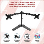 13"-27" Dual Screen Monitor Stand TV Bracket Computer Display Desk Mount Holder V63-824361