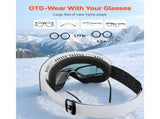 Frameless Ski Goggles, Magnet Cylindrical Lens with Pink Revo Coating, OTG Anti fog Snow Goggles for V952-HXJWKBSDCXHJ4LNEU001V0