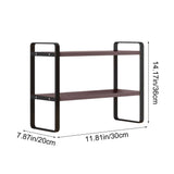 Double Tier Desktop Shelf Desk Organizer - Wooden Desk Shelf for Monitor Books and Supplies - H V1366-AZ2-W-11919