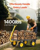 1400 Lbs Steel Garden Cart, Heavy Duty Pullable Garden Yard Cart, 2 in 1 Outdoor Metal Utility V952-ZXHYTCHH1400QIBNMV0