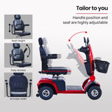 EQUIPMED VentureCruise Mobility Scooter, S-XXL comfortable size for all riders, 30km Max Range, V219-HELMBUEQ5RDA