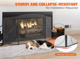 Fireplace Screen 3 Panel, Sturdy Iron Mesh Fireplace Screen, 122CM Spark Guard Cover, No V952-BLMHSFG4555I9GTXEV0