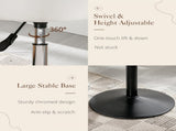 Adjustable Vanity Stool, 360 Swivel Chair for Makeup Room, White Faux Leather Stool for Bathroom & V1258-DP02-C-1414