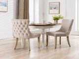 2x Velvet Upholstered Dining Chairs Tufted Wingback Side Chair with Studs Trim Solid Wood Legs for V226-SW8809BG