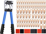 Cable Lug Crimping Tool Kit with 74 Copper Wire Lugs and 100 Heat Shrink Tubes, Heavy Duty Crimper V1189-LC-AMZ-00105