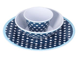 3 Piece Set of Salad Tableware Fruit Snack Plate Bowl and Cup Set Salad TablewareDark Blue Dots V1294-YM0523-3118210289911