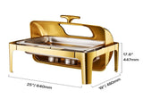 Roll Top Chafing Dish Buffet Complete Set, 9Qt Stainless Steel Chafer with Full Size Pan, Rectangle V952-ZFXQFGK1JTJSEAIBSV0