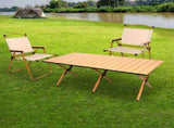 Levede Folding Camping Table Chair Set Oak OD1047