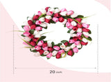 24 Inch Spring Valentine Tulip Wreath for Front Door, Pink White Tulip Floral Wreaths Door Decor for V1258-DP02-C-2681
