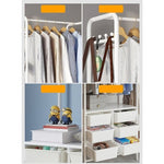 Metal Open Wardrobe Modern Storage Cabinet Tall Clothes Drawers Hanger Coat Rack V63-838301