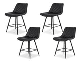 Artiss 4x Bar Stools Kitchen Dining Chair Counter Stool Diamond PU Leather Black BA-K-799-BKX4