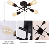 Industrial Semi Flush Mount Chandelier, Black V178-39661