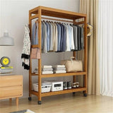 Wooden Clothes Rail with Shelves & Wheels Open Wardrobe Rack Stand V63-952891