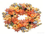 Christmas decorative wreath45 cm in diameter, adorned with Yellow pumpkins, pinecones, and maple V888-ELOSUNG56815