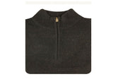 100% SHETLAND RAGG WOOL Half Zip Up Knit JUMPER Pullover Mens Sweater Knitted - Plain Black - XXL V563-SW-HZ-FBK99B-XXL