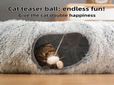 2-in-1 Dark Grey Tie-Dye Donut-Shaped Cat Tunnel Bed - Spacious 85cm Pet Play Tunnel & Lounger, V888-ELOSUNG42710