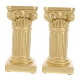 Set of 2 Nordic Style Golden Roman Pillar Resin Figurines for Garden Decor, Scene Landscaping, and V1366-AZ2-W-21845