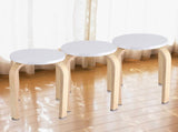 1Pc Anti Slip Bent Wood Stacking Stool Candy Color Home Furniture Kids Room Decor White V1294-YM0901-GB-JY01006-02