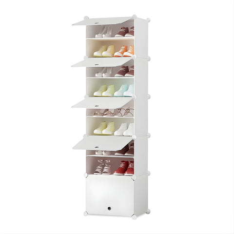 SOGA 8 Tier White Shoe Rack Organizer Sneaker Footwear Storage Stackable Stand Cabinet Portable SHOEBOX92