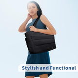 Puffer Tote Bag for Women, Lightweight Puffy Handbag with Compartments, Quilted Shoulder Bag for V1258-DP02-C-1317