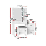 Artiss Dressing Table Set Stool 10 LED Bulbs White Dale FUR-V-DRESS02-LED-WH-AB