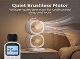 Dual 350&deg Rotatable Head Rechargeable Desk Fan, Quiet Brushless USB Portable Air Circulator, Small V1366-AZ2-W-15294