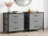 Artiss Set of 2 Chest of 3 Drawers Storage Dresser Tallboy Grey DIY-CDR-3D-GYX2