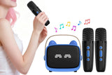 Mini Karaoke Machine Toys Gifts Portable MP3 Player with 2 Wireless Microphone - Purple V1263-JX-6300-2