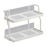 Two-Tier Kitchen Storage Rack Organizer in White with Removable Trays, 30.5x12.2x20.3cm LSB-59221