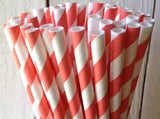 200 Pack Red White Drinking Straws Biodegradable Eco Paper Birthday Party Event Bistro Bar Cafe Take V382-REDSTRAW200