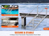 Dock Ladder, 1.09 m-1.29 m Adjustable Height, 227 kg Load Capacity, Aluminum Alloy 6 Steps Pontoon V952-MTFSTWJFHXJD5J314V0