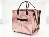 Rose-Gold Portable Folding Shopping Trolley - Durable Woven Fabric, Reusable Grocery V888-ELOSUNG42884