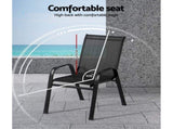 Gardeon 6PC Outdoor Dining Chairs Stackable Lounge Chair Patio Furniture Black FF-B-STA-CHAIR-BK-X6