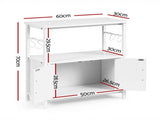 Artiss 20 Gallon Fish Tank Stand 3-Tier Aquarium Stand with Storage Cabinet and Open Shelf White MET-FTS-26140-WH