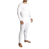 2pcs Set Mens Merino Wool Blend Long Sleeve Thermal Top & Long Johns Pants Underwear - Beige - M V563-BB-2PCMSET-BG-M