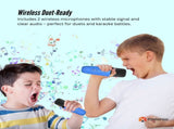 Mini Karaoke Machine and 2x Wireless Microphones Portable Bluetooth Speaker Blue V238-SUPDZ-41169082122320