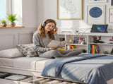 Artiss Noise-Free White Farmhouse Solid Wood Double Platform Bed Frame with Storage Headboard, WBED-F-BSHELF-D-WH-ABC