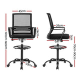 Artiss Office Chair Drafting Chairs Stool Computer Desk Studios Mesh Black OCHAIR-K-DRAF-BK